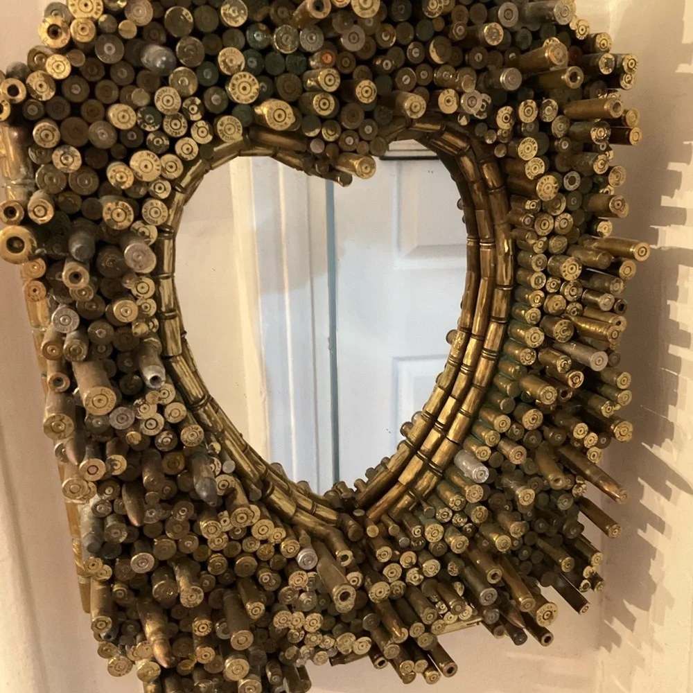 Gold Heart-Shaped Bullet Casing Wall Mirror